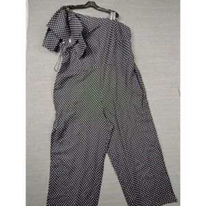 Kate Spade Womens‎ Jumpsuit 22 W Black Polka Dot One Shoulder Bow Classic Design